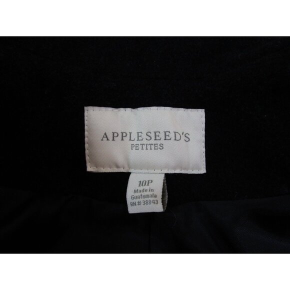 Appleseed's Coat Women Petites Sz 10P Black Wool Blend Button-down Lined Pockets - Picture 6 of 10